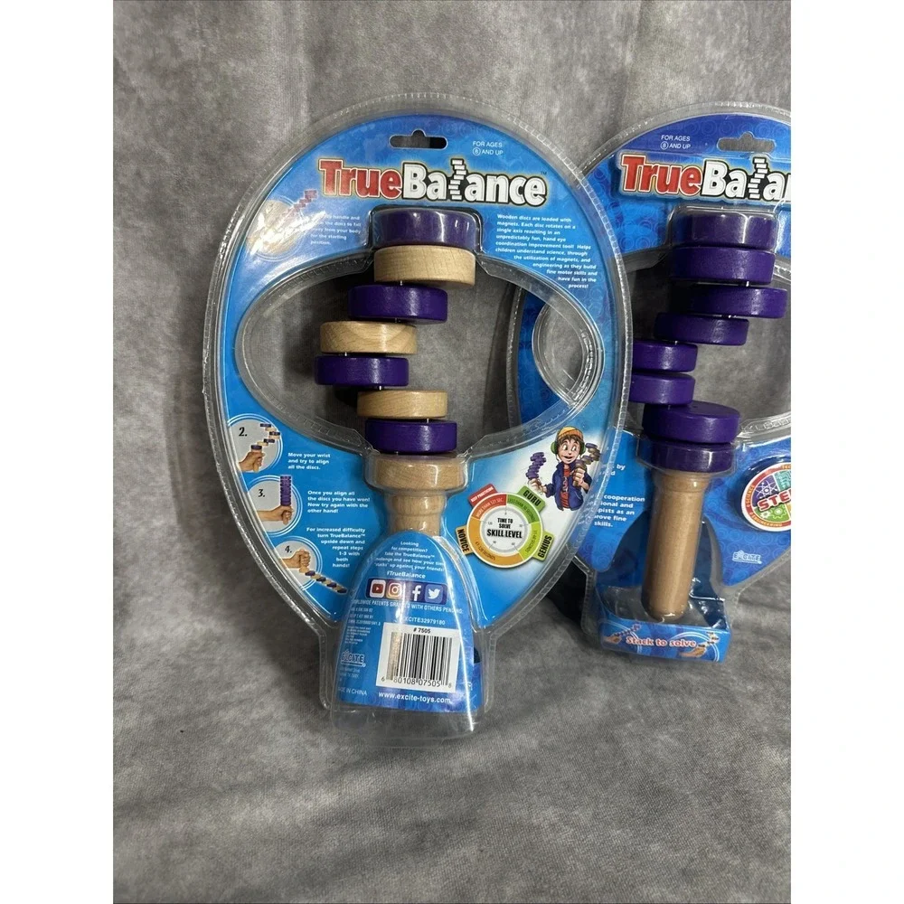 True‎ Balance Handheld Wooden Toy Game by Excite STEM Coordination Purple SEALED